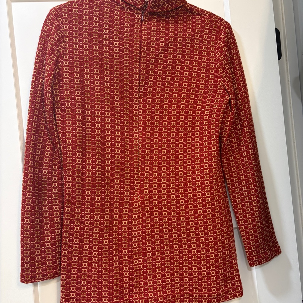 Red Patterned Long Sleeve Top Small - image 2